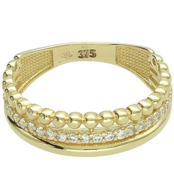 Złoty Pierścionek Damski 375 Wysadzany Cyrkoniami - Elegancki i Błyszczący, Idealny na Prezent.jpg